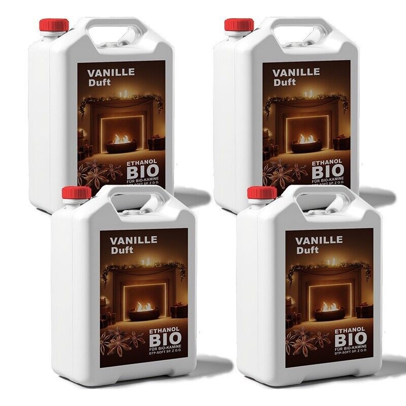 20 Liter Bioethanol VANILLEDUFT Premium 100% für Bio Alkohol für Kamin 4x 5L