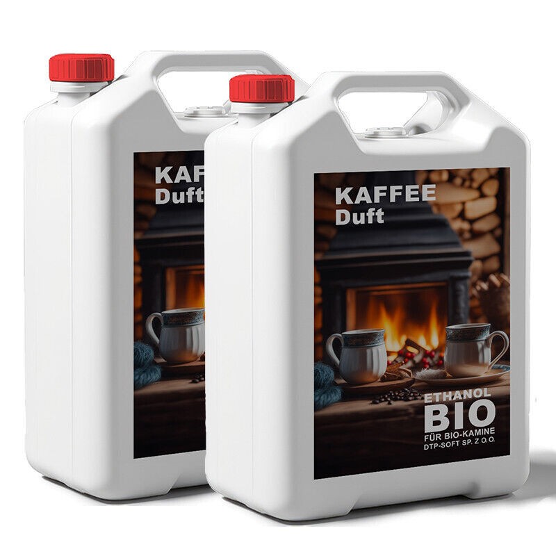 10 Liter Bioethanol KAFFEEDUFT Premium 100% für Bio Alkohol für Kamin 2x 5L