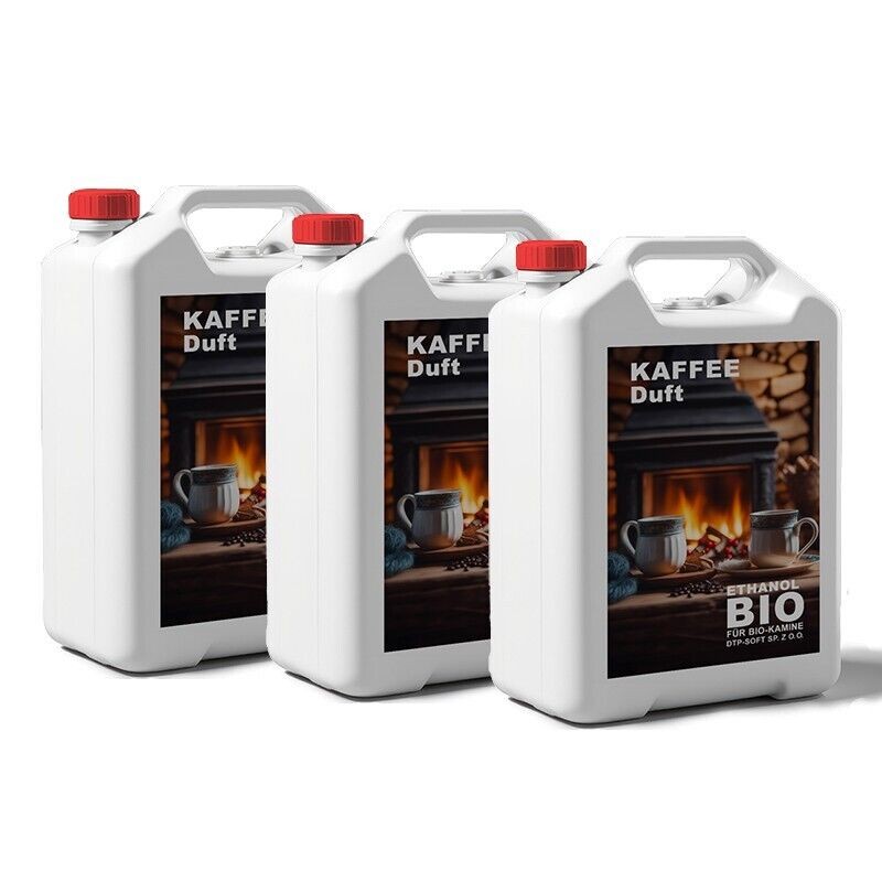 15 Liter Bioethanol KAFFEEDUFT Premium 100% für Bio Alkohol für Kamin 3x 5L