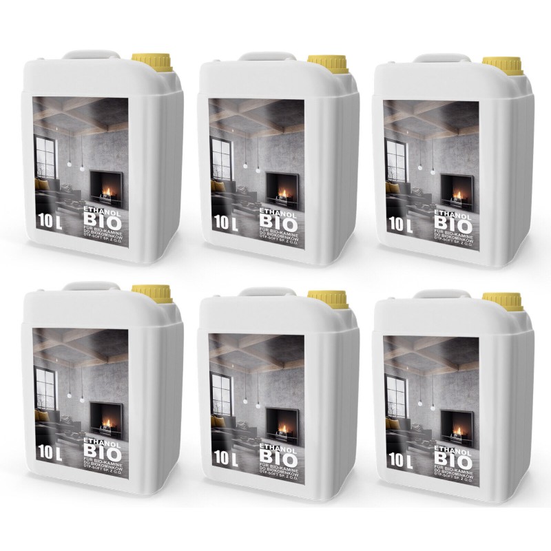 60l Bioethanol Premium 100% für Bio Alkohol für Kamin 6 x 10 liter TOP