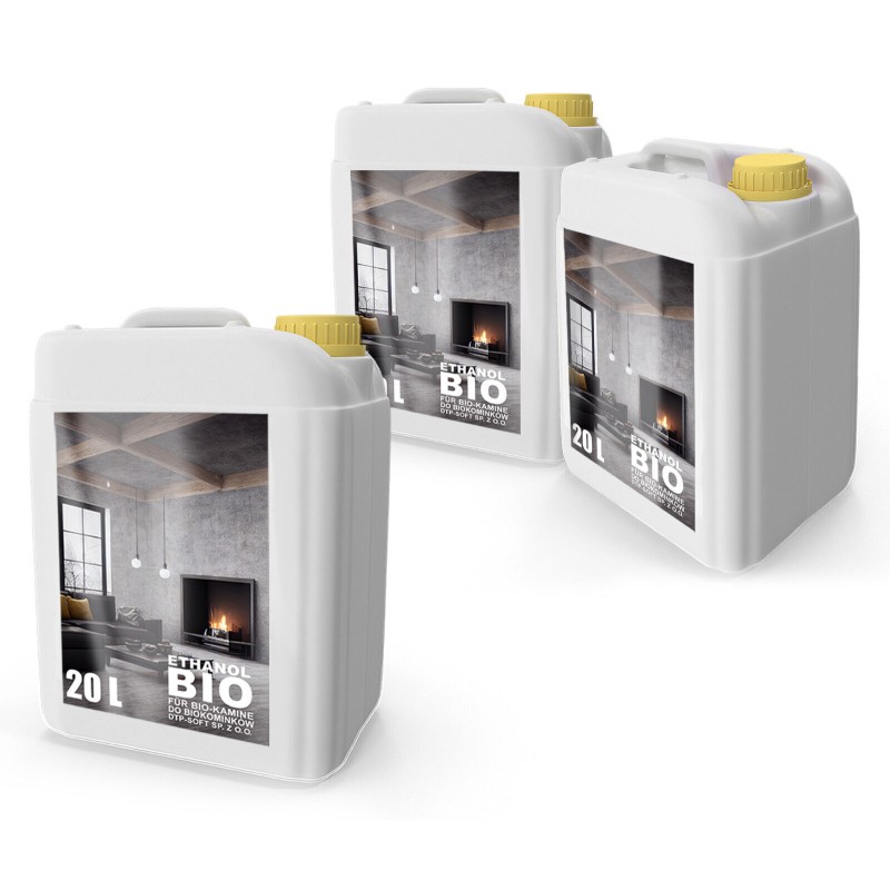 60 Liter Bioethanol Premium 100% für Bio Alkohol für Kamin 3 x 20L TOP