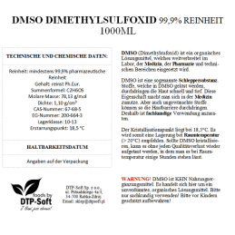 DMSO 1000ml Dimethylsulfoxid, über 99,9% Reinheit in Braunglasflasche 1 liter