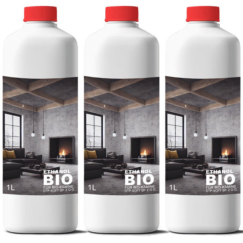 3 Liter Bioethanol Premium 100% für Bio Alkohol für Kamin 3 x 1 liter