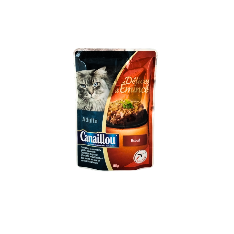 6 x 85g Canaillou Katzenfutter Rindfleisch in Gelee getreidefrei Sachet