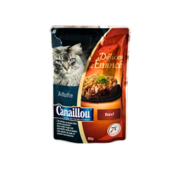 12 x 85g Canaillou Katzenfutter Rindfleisch in Gelee getreidefrei Sachet