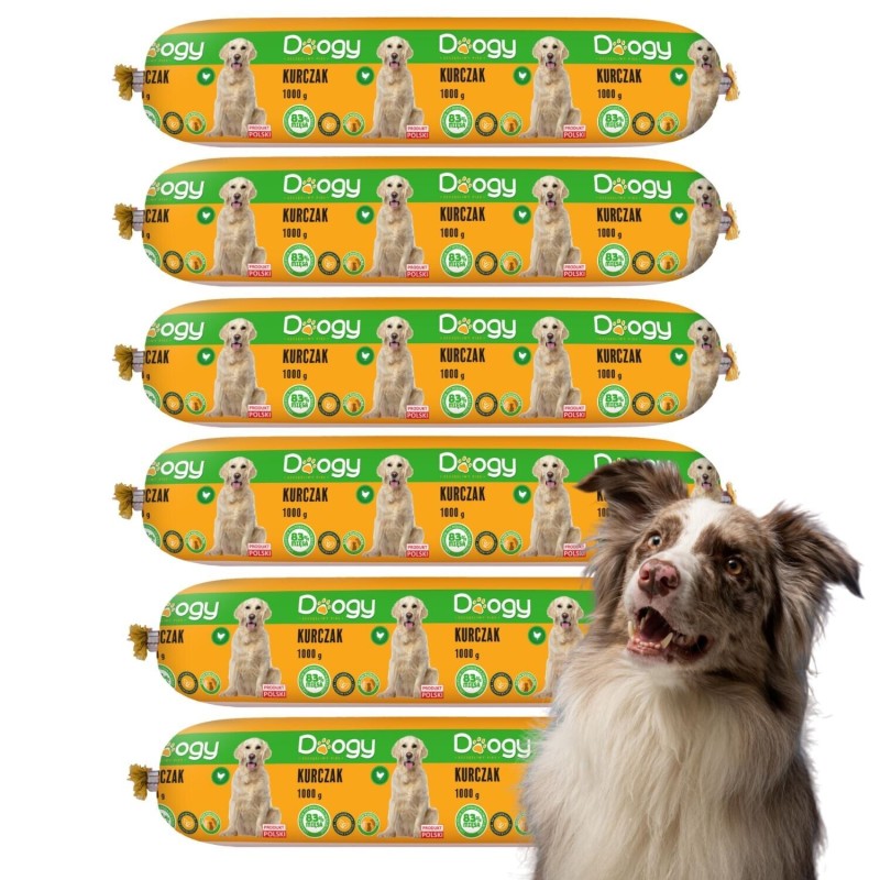 6 x 1kg Hundewurst Huhn Hundefutter Nasfutter Hoher Fleischanteil Premium 1000g