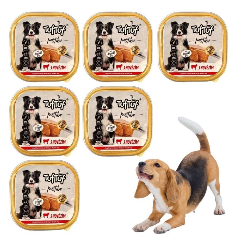 6x 300g Pastete Hundefutter Nassfutter Aluschale Rind hohe Qualität