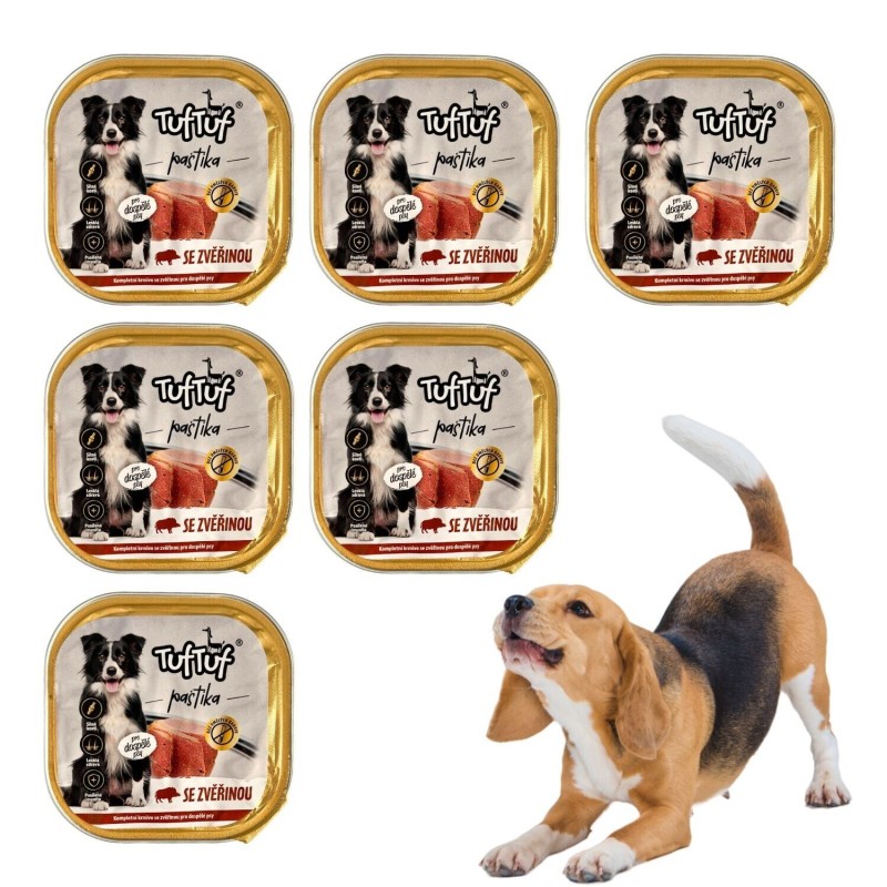 6x 300g Pastete Hundefutter Nassfutter Aluschale Wildfleisch hohe Qualität