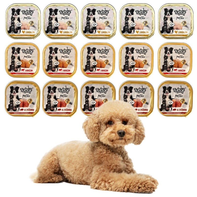 12x 300g Pastete MIX Hundefutter Rind Huhn Wild Nassfutter Aluschale