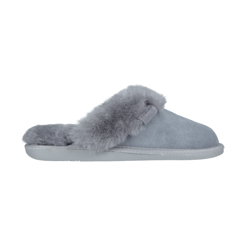 PERFECT GIFT Vanuba Cashmere Premium Hausschuhe Grau Leder Fell 36-42