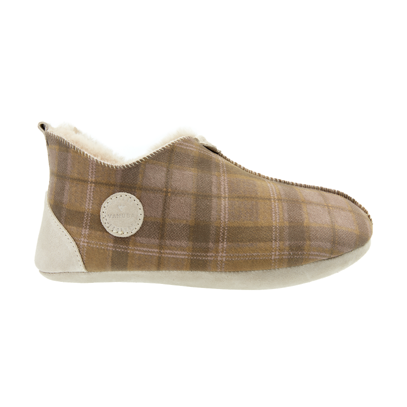 PERFECT GIFT Vanuba Oxford Tartan Hausschuhe Wildleder Fell 36-42