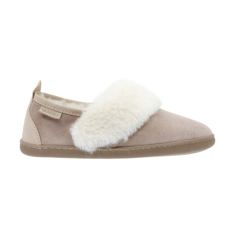 PERFECT GIFT Vanuba Cormo Premium Hausschuhe Beige Wildleder Fell 36-41