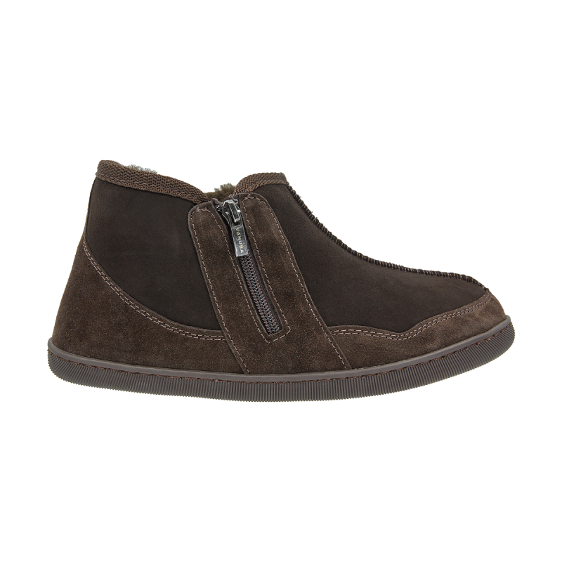 PERFECT GIFT Vanuba Idaho Premium Hausschuhe Braun Wildleder Fell 36-42