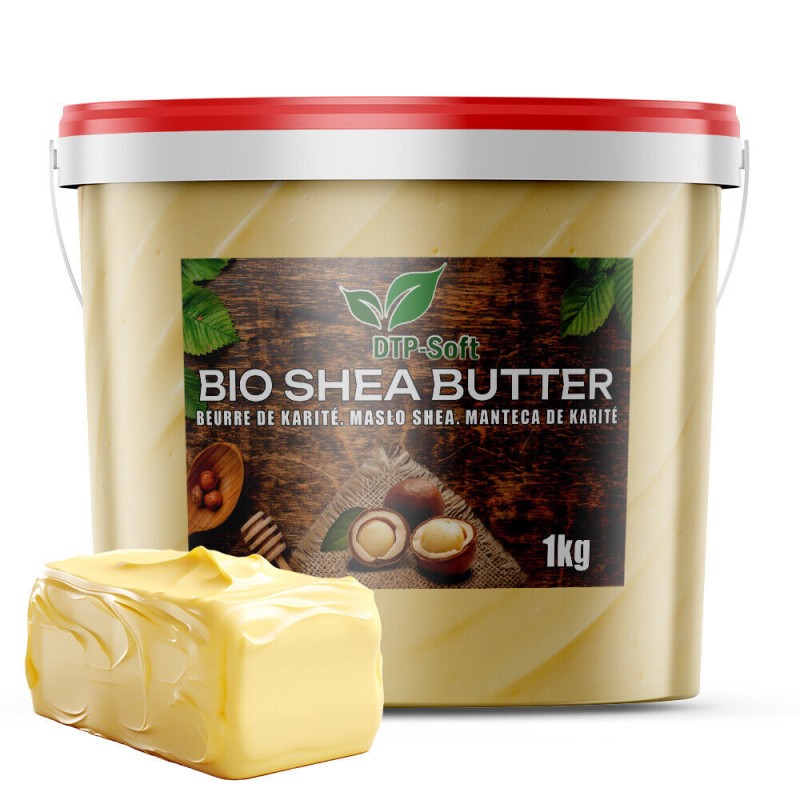 1kg Sheabutter unraffiniert BIO Eimer Premium - 1000g handgeknetet vegan TOP