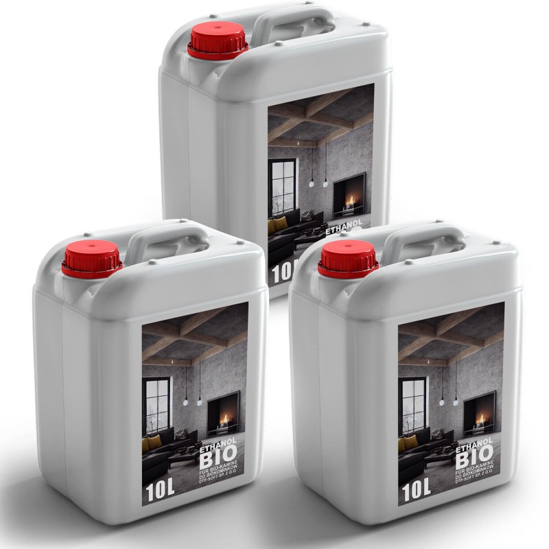 30L Bioethanol Premium TOP Tischkamin Ethanolkamin Kaminethanol 3 x 10 Liter