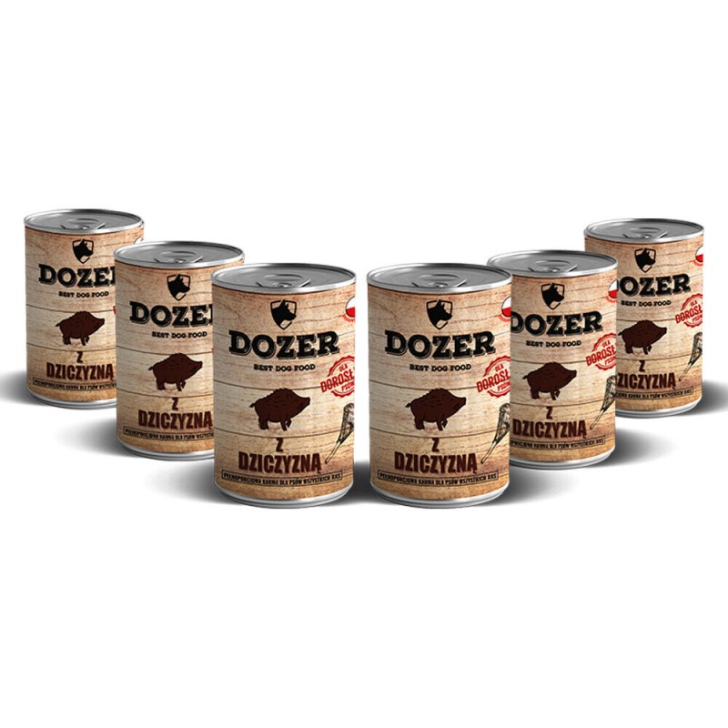 6 x 400g Hundefutter Dozer Wild Premium Nassfutter Dosen Wildfleisch