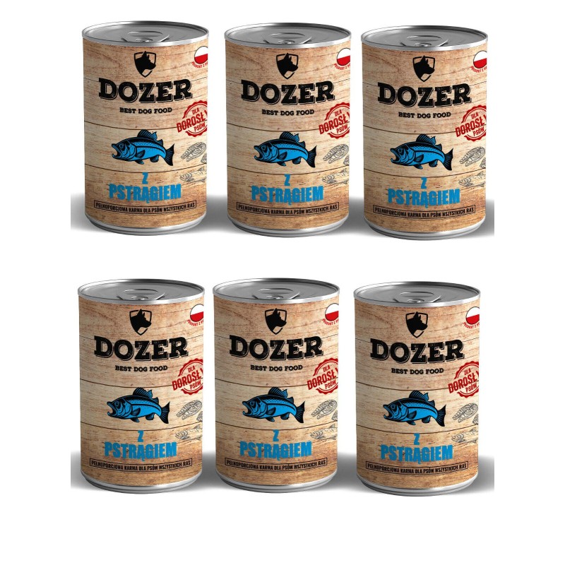 6 x 400g Hundefutter Dozer Forelle Premium Nassfutter getreidefrei Dosen Fish